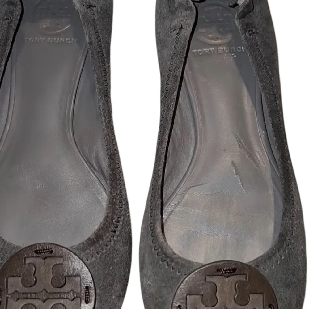 Tory Burch Travel Ballet Flat Taupe Leather and Suede‎ Slip On Shoes Size 6.5
